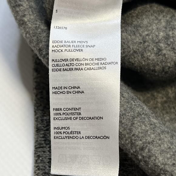 Eddie Bauer Radiator Fleece Snap Pullover Mens Small Gray Mock Neck Sweater Warm - Picture 7 of 7